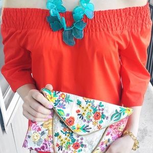 Off-The-Shoulder Red Blouse | Size S